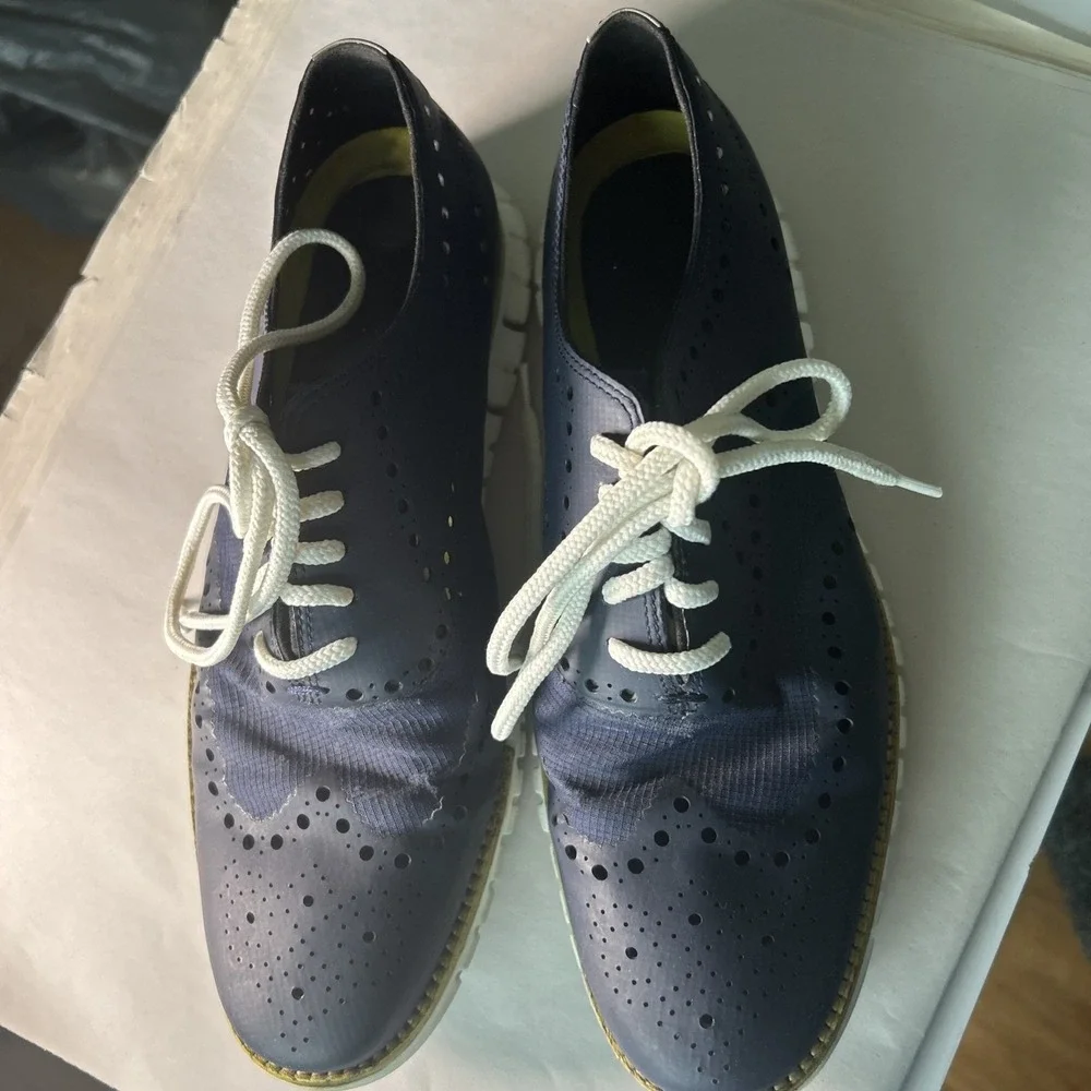 Cole Haan ZeroGrand Wingtip Oxfords Mens 9M Navy Blue C14318 Dress Sneakers
